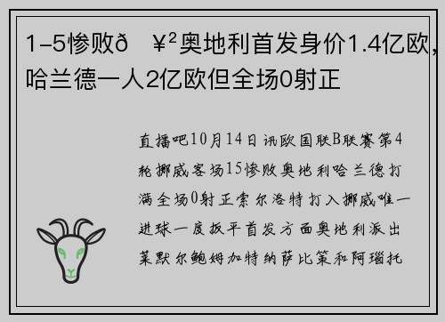 1-5惨败🥲奥地利首发身价1.4亿欧，哈兰德一人2亿欧但全场0射正