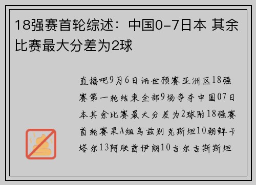 18强赛首轮综述：中国0-7日本 其余比赛最大分差为2球